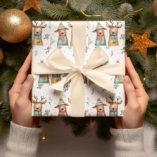 Cerfs de Noël Fantaisistes – Papier Cadeau