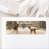 Cerfs en Étiquette de adresse d'hiver (En situation)