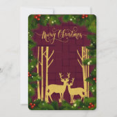 Cerfs et Arbres en Parties scintillant d'or Carte  (Devant)