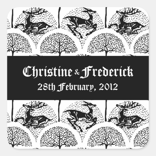 Cerfs et arbres médiévaux, autocollants souvenirs (Devant)