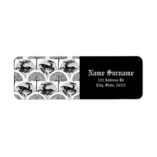 Cerfs et arbres médiévaux, étiquette (Devant)