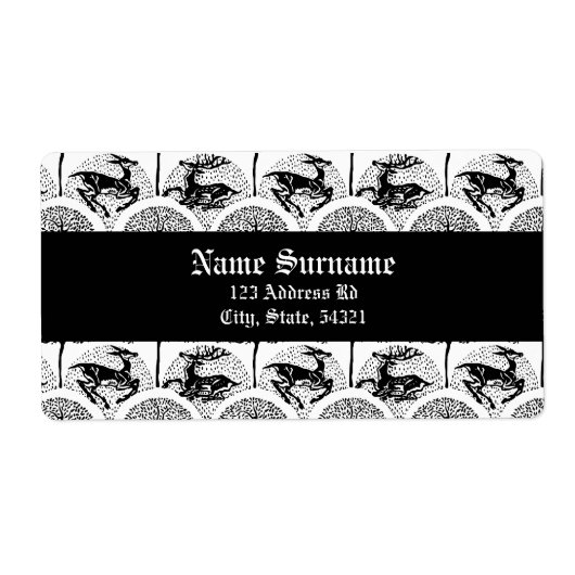 Cerfs et arbres médiévaux, étiquette (Devant)