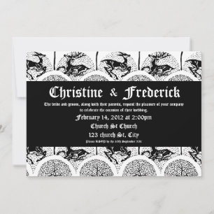 Cerfs et arbres médiévaux, invitation 5"x7".