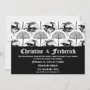 Cerfs et arbres médiévaux, invitation 5"x7".