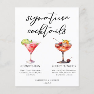 Cerise cosmopolite Français 75 Cocktails Menu