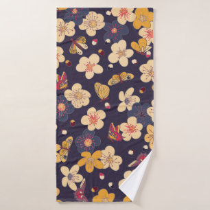 cerise en fleurs et papillons motif sans soudure.