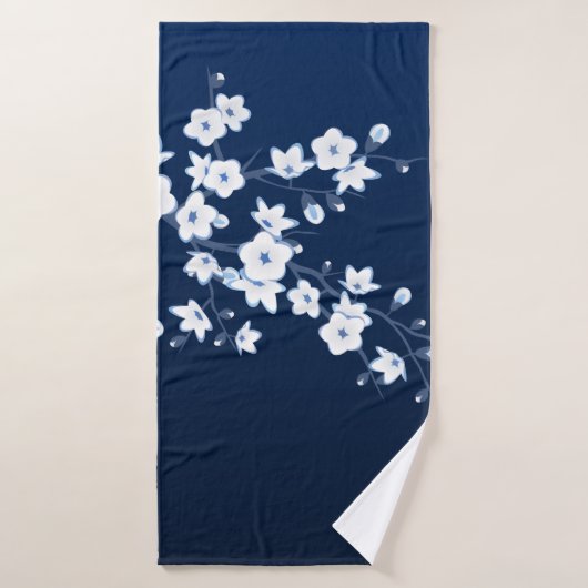 Cerise Fleur Bleu Blanc (Serviette de bain)