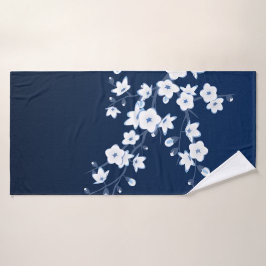 Cerise Fleur Bleu Blanc (Serviette de bain)