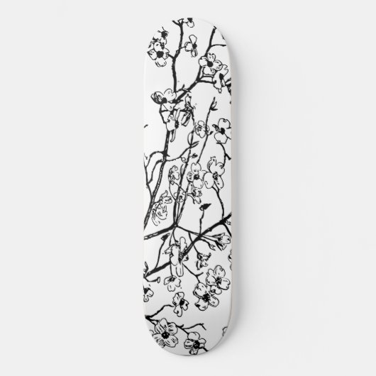 Cerise Fleur Skateboard Noir Et Blanc (Recto)