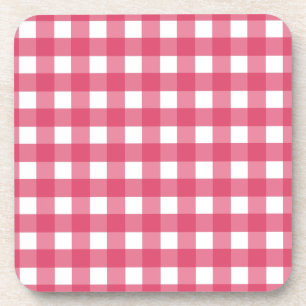 Cerise gingham bier onderzetter