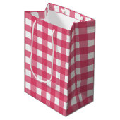 Cerise gingham medium cadeauzakje (Voorkant Gekanteld)