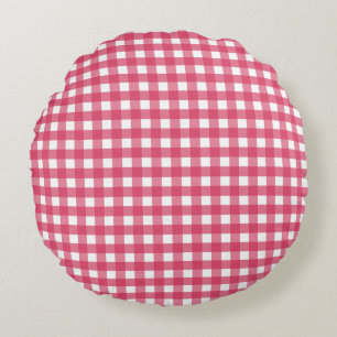 Cerise gingham rond kussen
