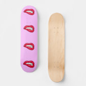 Cerise Hot Lips Popper Girl Skateboard Deck (Recto)
