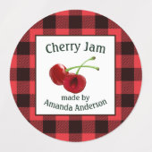 Cerise Jam Cerises Plaid C Étiquette alimentaire (Design 1)