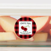 Cerise Jam Cerises Plaid C Étiquette alimentaire (Apposé)