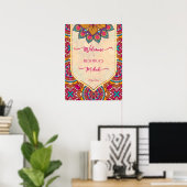 Cerise mandala rangoli mehndi-welkomstteken poster (Thuiskantoor)