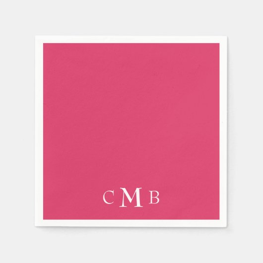 Cerise Monogram bruiloft Cocktail Servet (Voorkant)