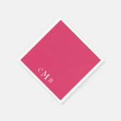 Cerise Monogram bruiloft Cocktail Servet (Hoek)