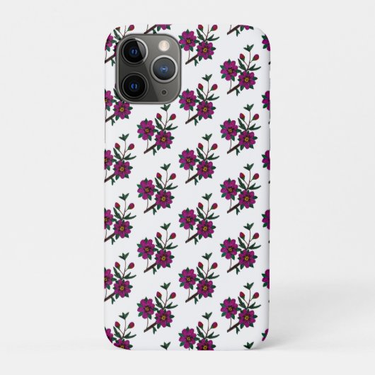 Cerise Pink Floral iPhone 11 Pro Coque (Dos)