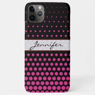 Cerise Polka Dot Elegant Modern Black iPhone 11 Pro Max Hoesje