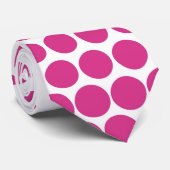 Cerise Polka Dots Modern White Stropdas (Opgerold)