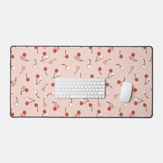 Cerise rose motif mignon tapis de bureau esthétiqu (Clavier et souris)