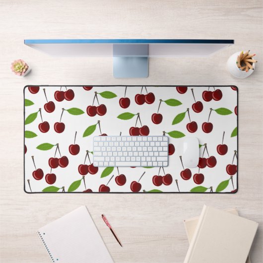 Cerise Rouge, Motif De Cerises, Feuilles, Fruits (Bureau 1)