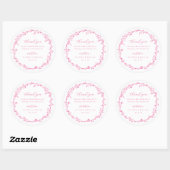 Cerise roze botanische krans bruiloft gunst ronde sticker (Vel)