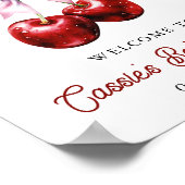 Cerise sur le dessus Baby shower rose Bow Affiche  (Coin)