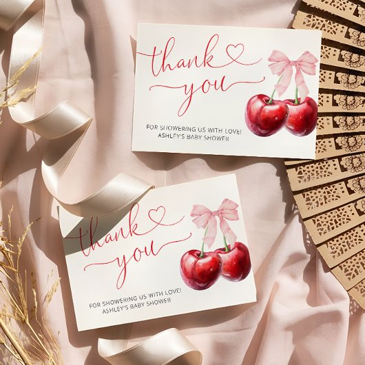 Cerise sur le dessus mou Bow Baby shower Carte de 
