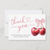 Cerise sur le dessus mou Bow Baby shower Carte de  (Devant)