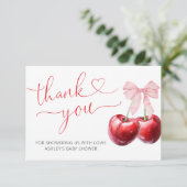 Cerise sur le dessus mou Bow Baby shower Carte de  (Debout devant)