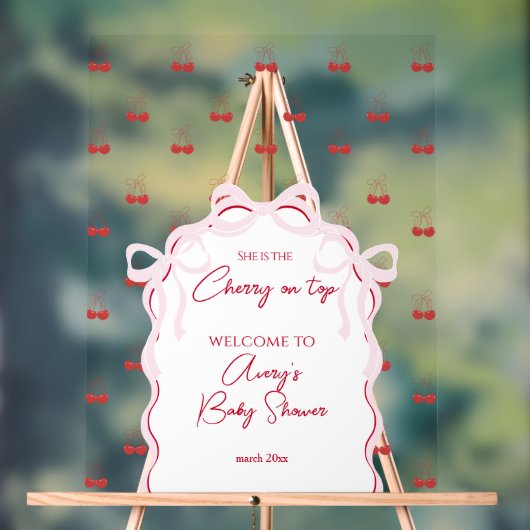 Cerise sur le dessus Pink Bow Red Baby Girl Douche (Neutre)