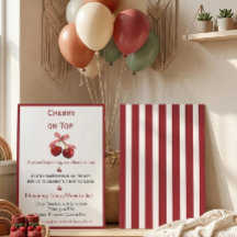 Cerise sur le Gâteau Invitation Minim Élégante pou