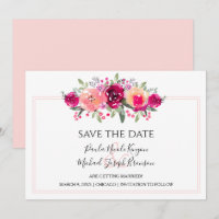 Cerise Watercolor Floral Enregistrer les cartes de