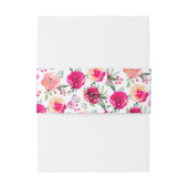 Cerise Waterverf Floral Pattern Belly Band Uitnodigingen Wikkel (Achterkant Voorbeeld)