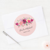 Cerise Waterverf Floral Sticker (Envelop)
