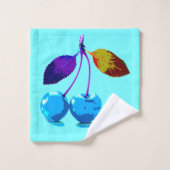 Cerises bleues vives (Gant de toilette)