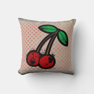 Cerises de punk roux coussin décoratif