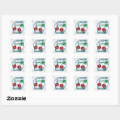 Cerises en cube autocollants (Feuille)