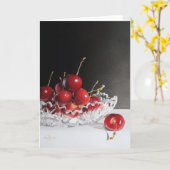 Cerises et carte de voeux en cristal (Fleur jaune)