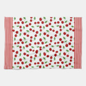 Cerises et rayures Design Serviette de cuisine (Horizontal)