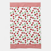 Cerises et rayures Design Serviette de cuisine (Vertical)