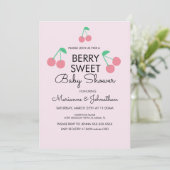 Cerises Fruit rose Baby shower rouge Invitation (Debout devant)