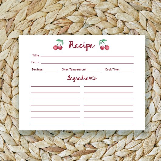 Cerises Red Retro | Carte de recette Fête des mari