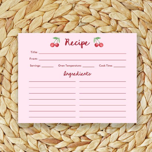 Cerises rose rétro | Carte de recette Fête des mar
