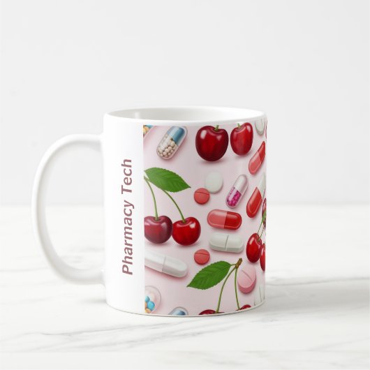 Cerises roses de Mug de pharmacie personnalisée (Gauche)