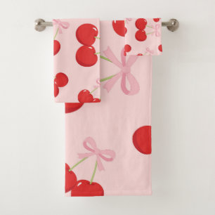 Cerises rouges avec cou rose Coquette Cottage Chic