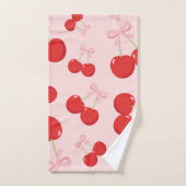 Cerises Rouges avec Nœud Rose Chic Cottage Coquett (Serviette à main)