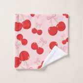 Cerises Rouges avec Nœud Rose Chic Cottage Coquett (Gant de toilette)